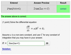 Example of a WeBWork Problem