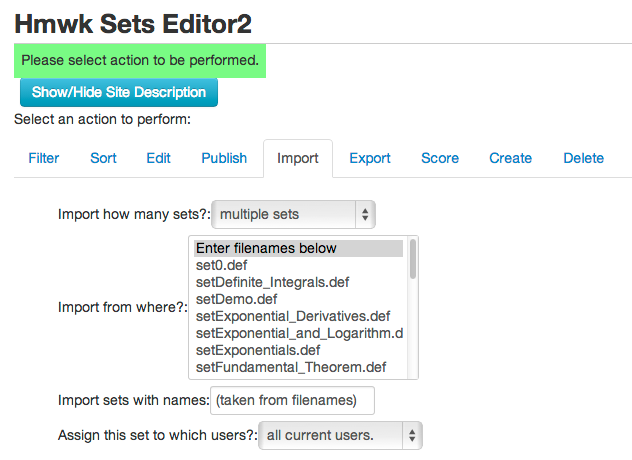 UsingWW: Possible To Import *multiple* Homeworks From A Single ...